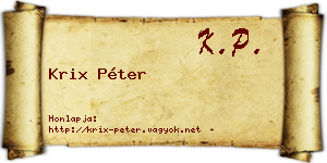 Krix Péter névjegykártya